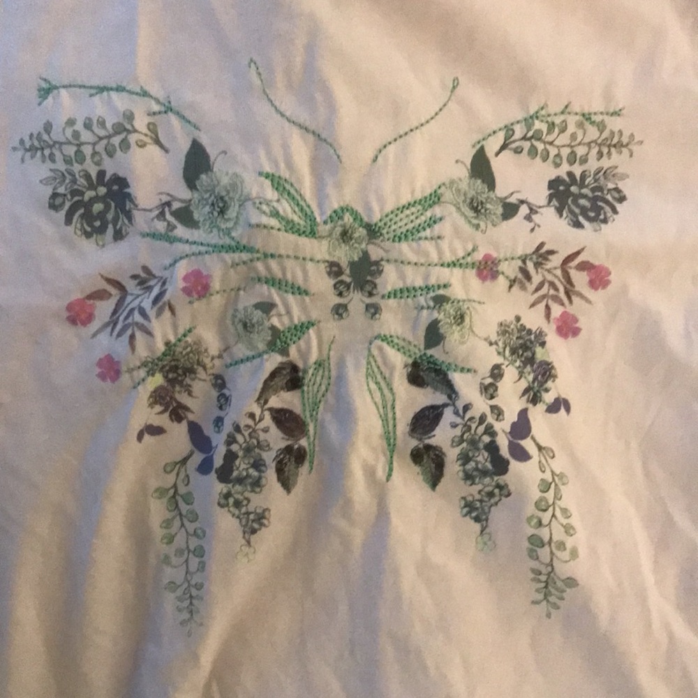Zara kids girls sz 13/14 light pink short shirt w butterfly madd out of flowers